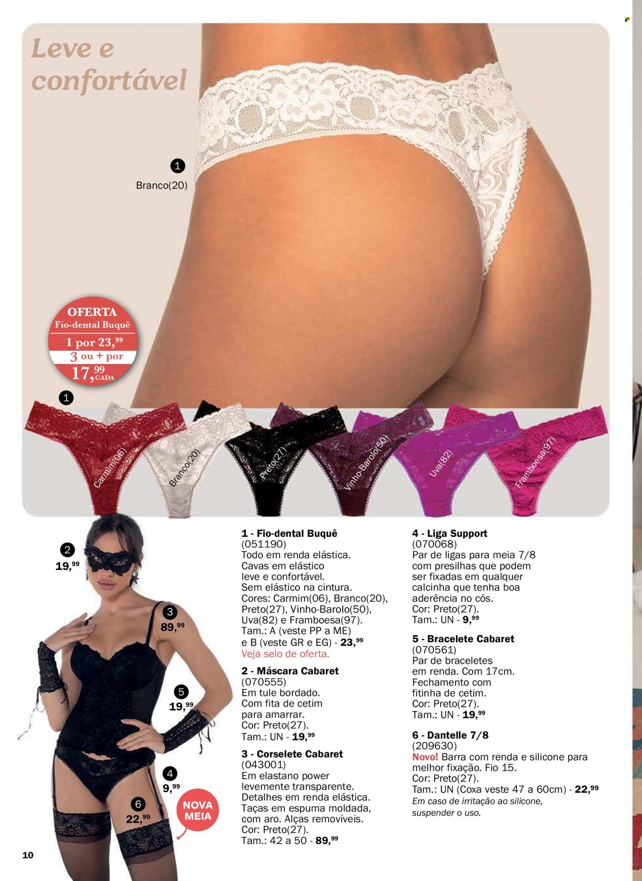 thumbnail - Folheto DeMillus - Produtos em promoção - corselete, cuecas, sutiã, top, meias. Página 10.