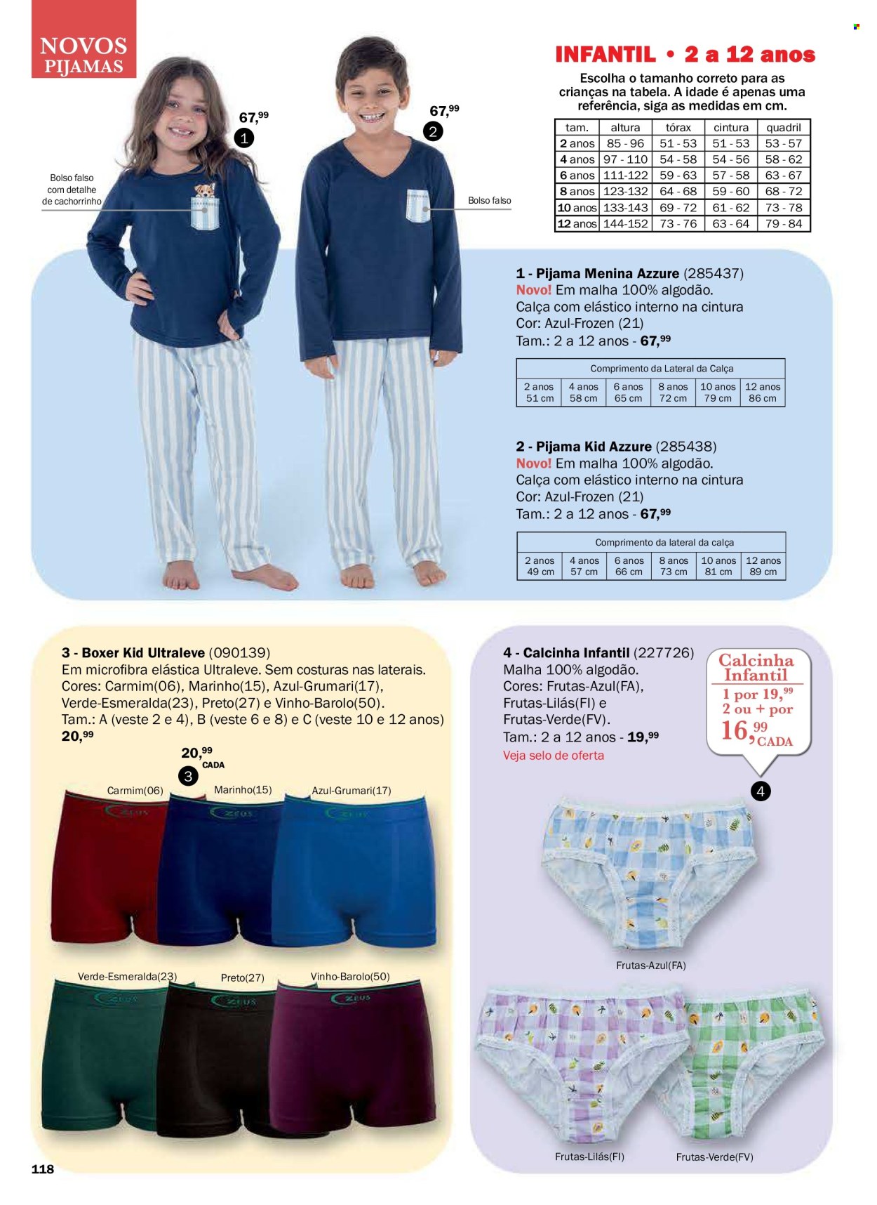 thumbnail - Folheto DeMillus - Produtos em promoção - Frozen, blusa, biquíni, cuecas, sunga, pijama, boxer, meias, meia-calça. Página 118.