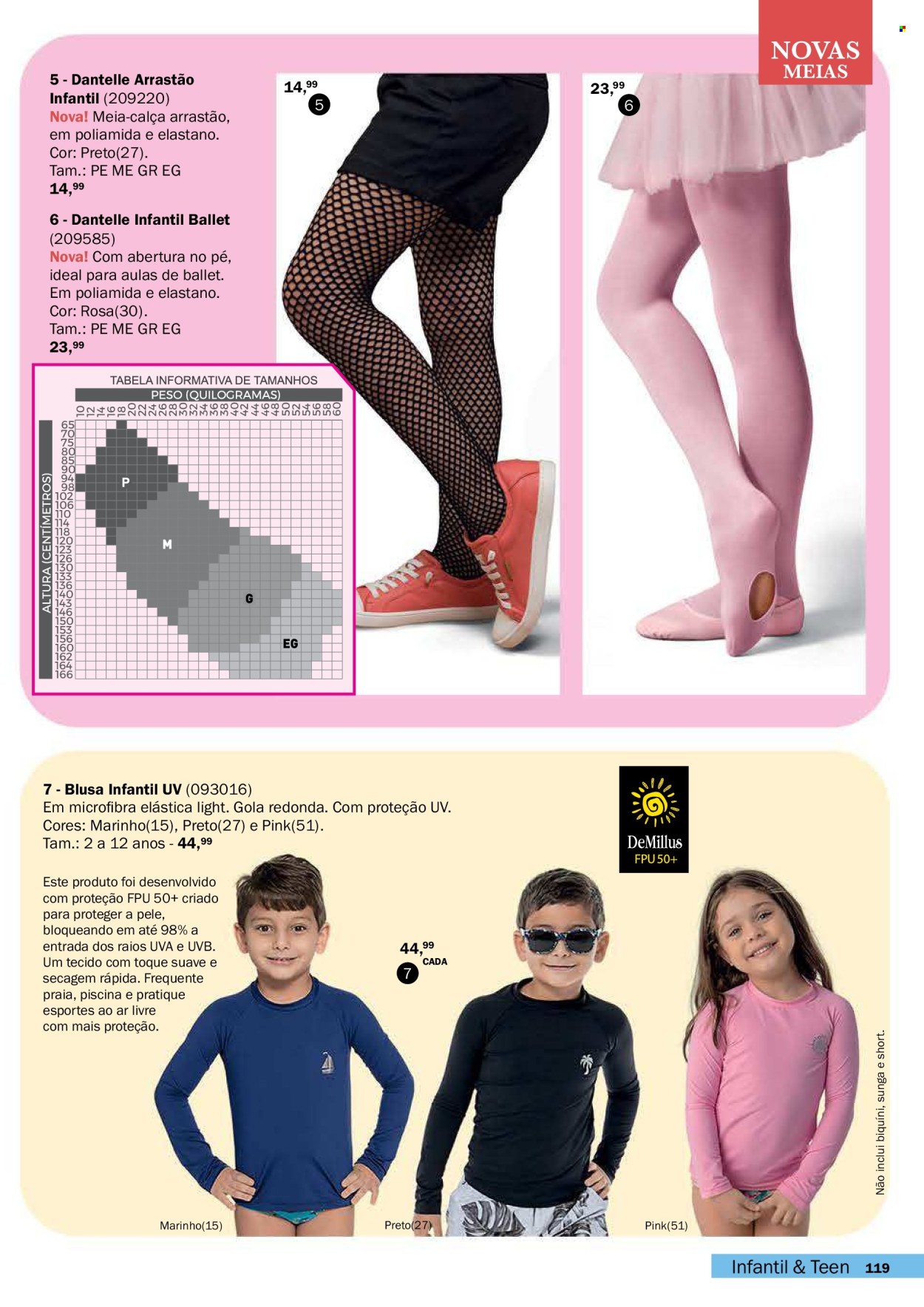 thumbnail - Folheto DeMillus - Produtos em promoção - Frozen, blusa, biquíni, cuecas, sunga, pijama, boxer, meias, meia-calça. Página 119.