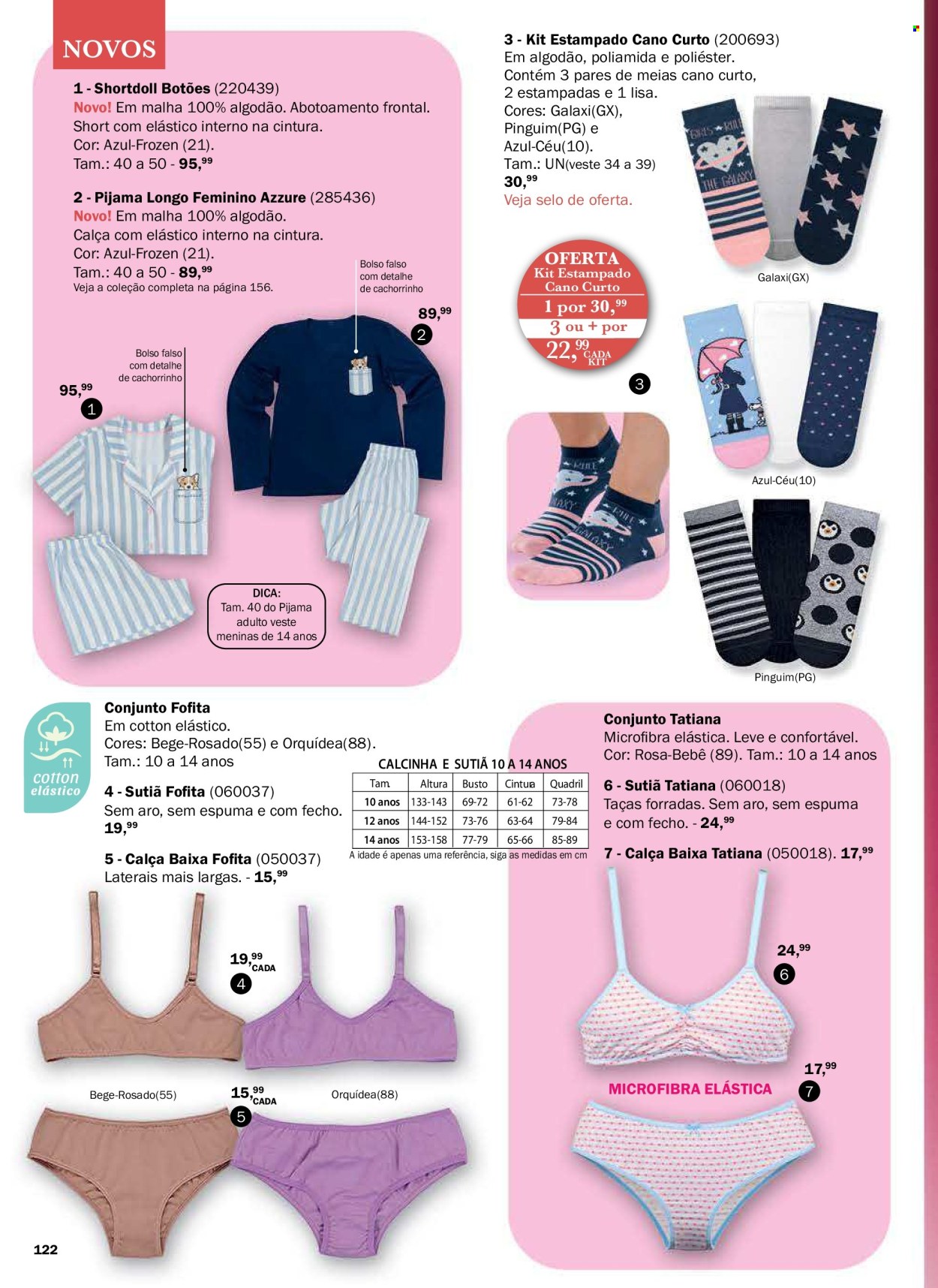 thumbnail - Folheto DeMillus - Produtos em promoção - Frozen, calça, shortdoll, cuecas, sutiã, pijama, meias. Página 122.