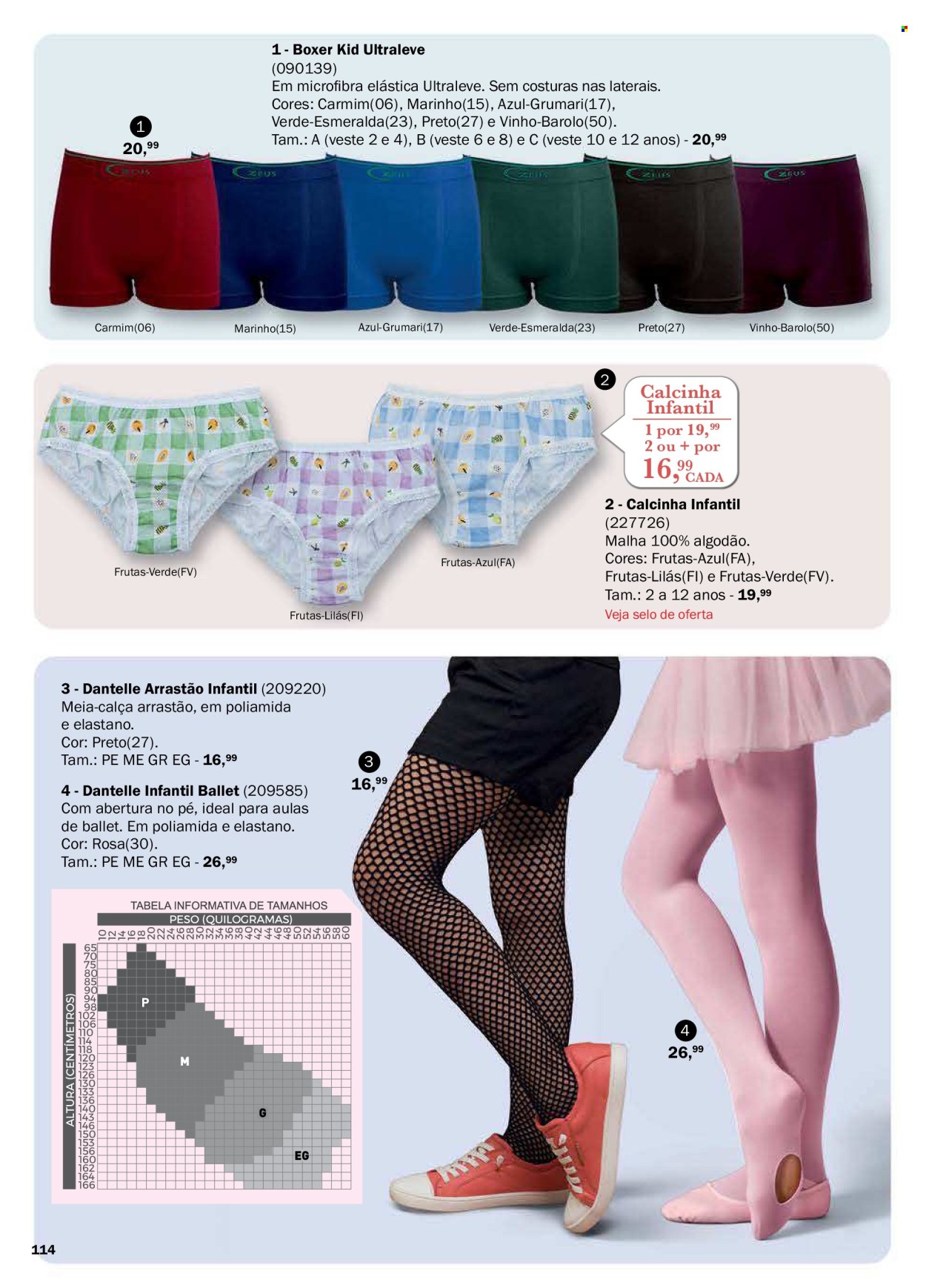 thumbnail - Folheto DeMillus - Produtos em promoção - jeans, shortdoll, blusa, biquíni, cuecas, sunga, pijama, boxer, meias, meia-calça. Página 114.