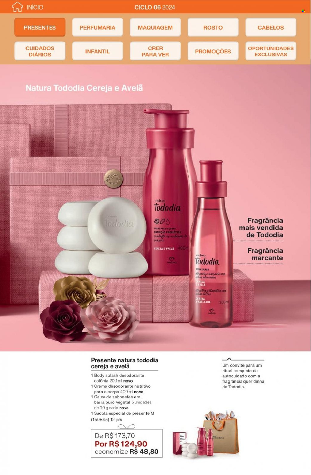 thumbnail - Folheto Natura - Produtos em promoção - creme, sacola, maquiagem, desodorante, antitranspirante. Página 18.