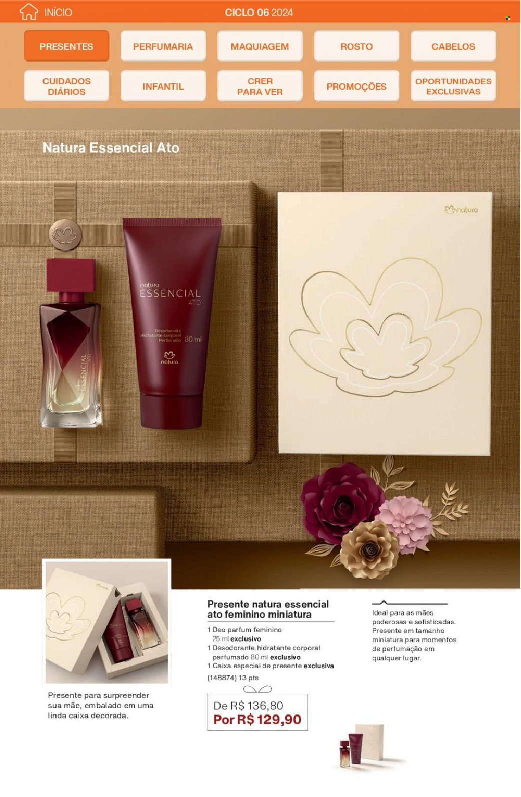 thumbnail - Folheto Natura - Produtos em promoção - leite hidratante, maquiagem, desodorante, antitranspirante. Página 20.