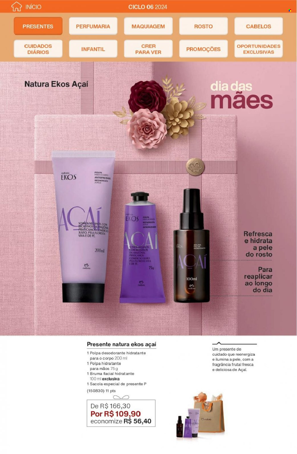 thumbnail - Folheto Natura - Produtos em promoção - creme para mãos, sacola, maquiagem, desodorante, antitranspirante. Página 27.