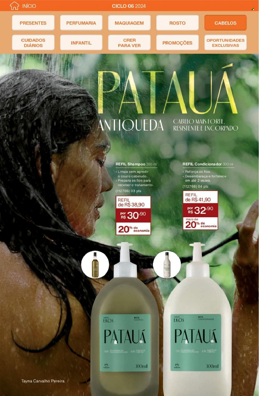 thumbnail - Folheto Natura - Produtos em promoção - shampoo, condicionador, maquiagem. Página 109.