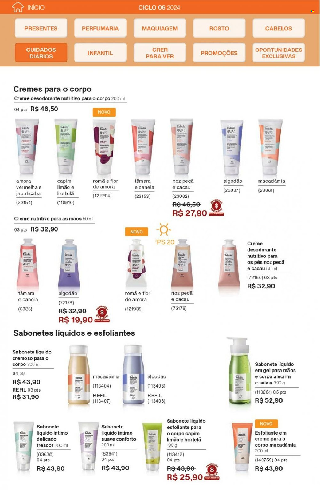 thumbnail - Folheto Natura - Produtos em promoção - sabonete, sabonete liquido, creme, maquiagem, desodorante, antitranspirante. Página 130.