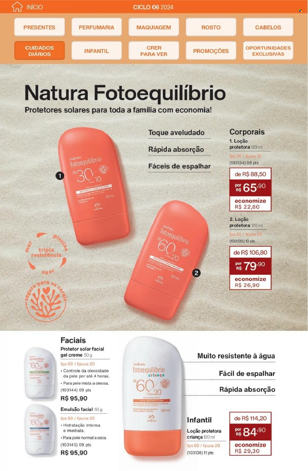 thumbnail - Folheto Natura - Produtos em promoção - creme, loção, creme solar, maquiagem. Página 147.