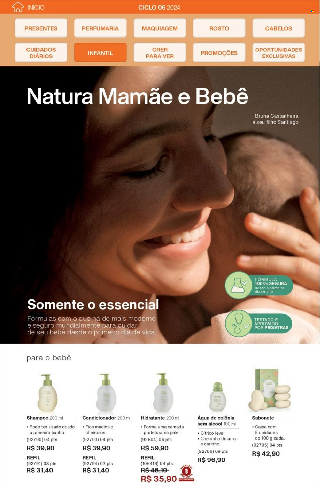 thumbnail - Folheto Natura - Produtos em promoção - sabonete, shampoo, condicionador, maquiagem, água de colonia. Página 150.