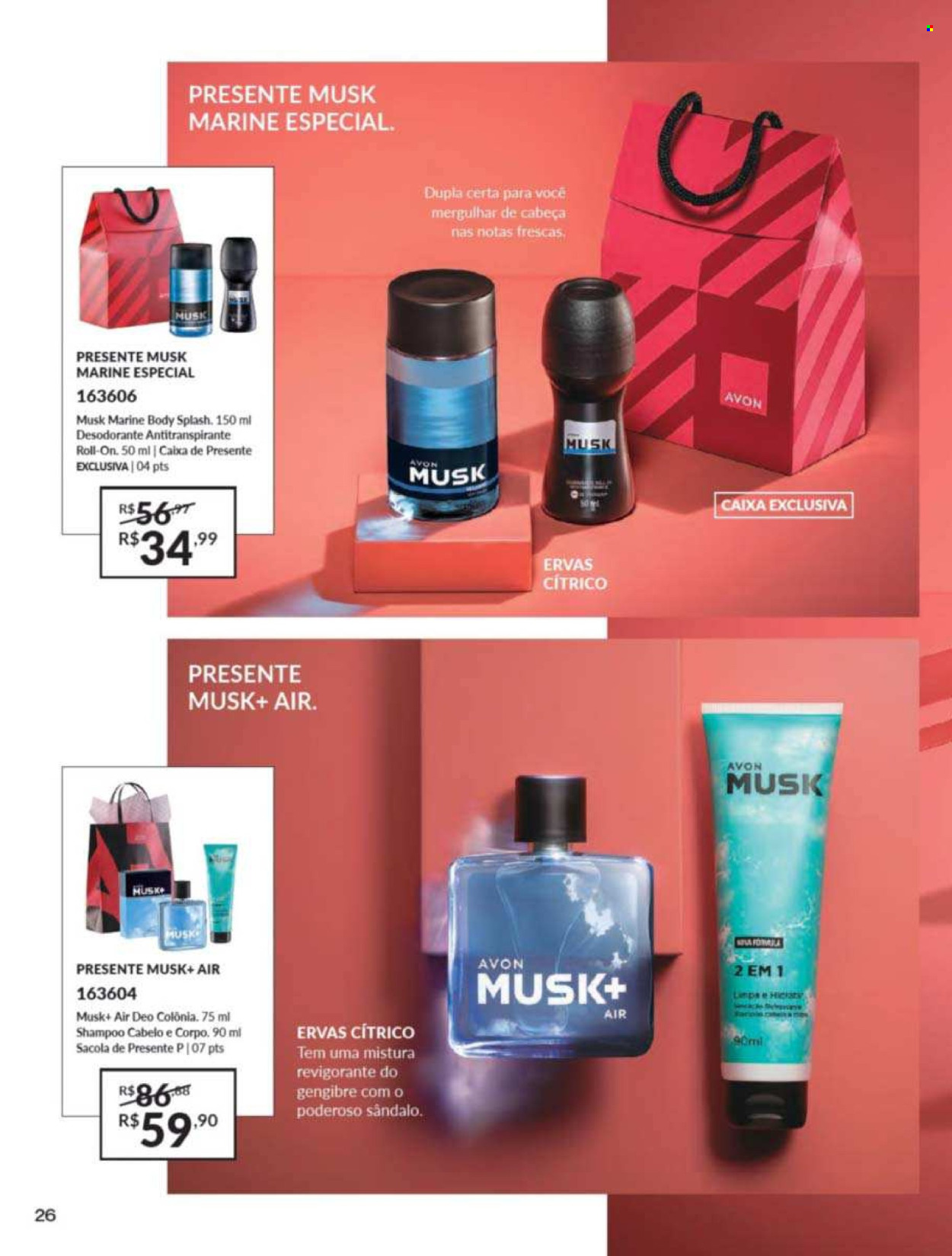 thumbnail - Folheto Avon - Produtos em promoção - shampoo, Avon, desodorante, antitranspirante, água de colonia. Página 26.