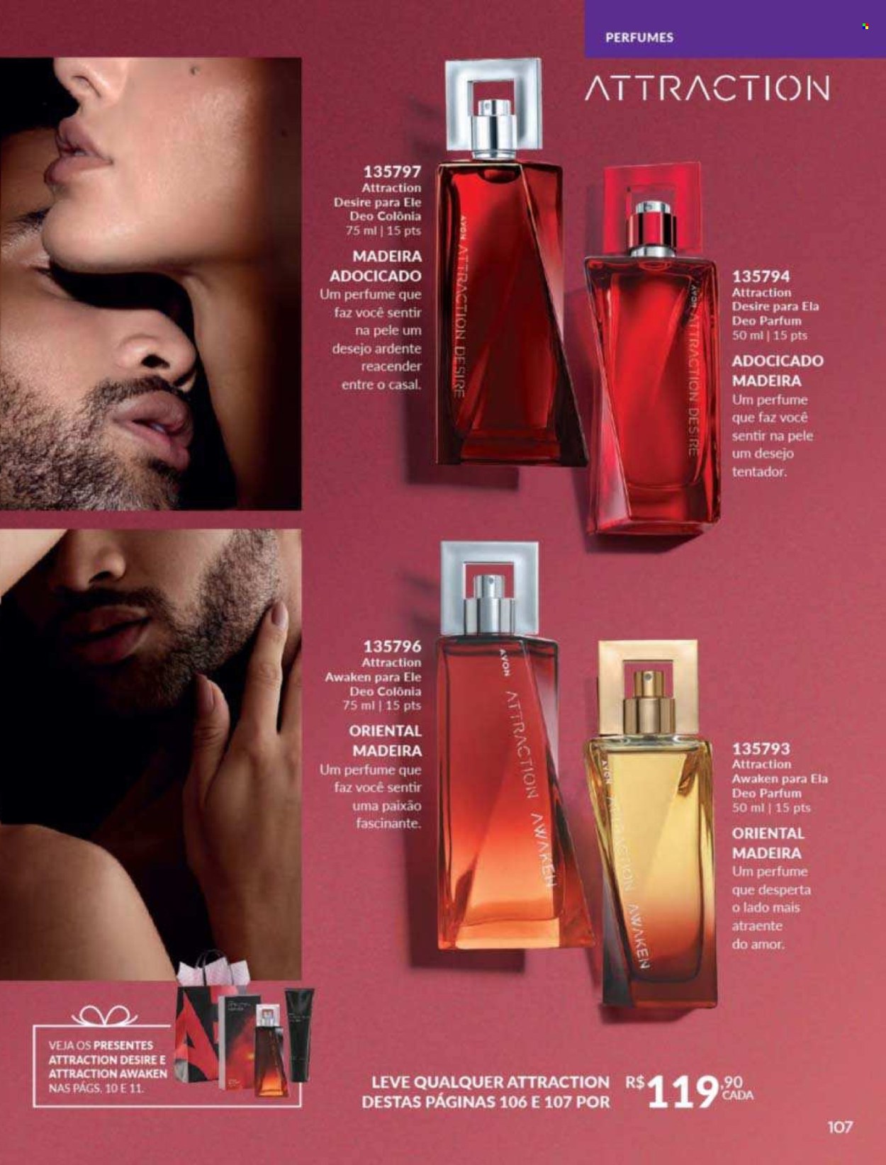 thumbnail - Folheto Avon - Produtos em promoção - Avon, desodorante, perfume, água de colonia. Página 107.