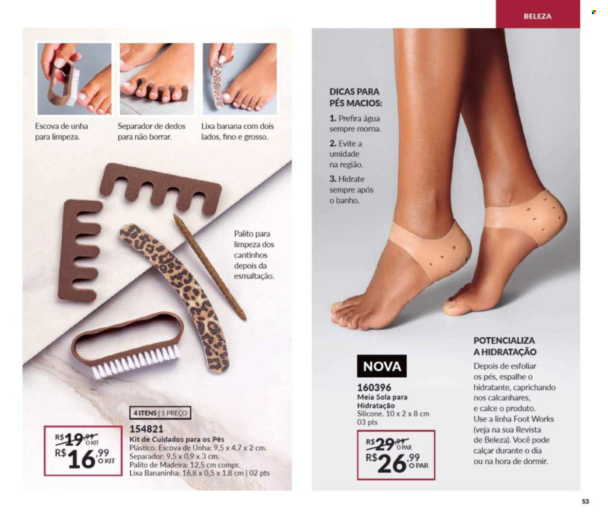 thumbnail - Folheto Avon - Produtos em promoção - escova, meias. Página 53.