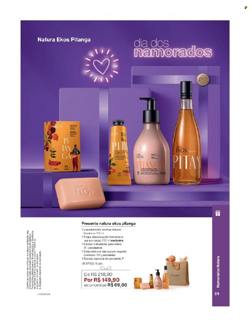 thumbnail - Folheto Natura - Produtos em promoção - sabonete, sabonete em barra, creme para mãos, desodorante, antitranspirante. Página 25.