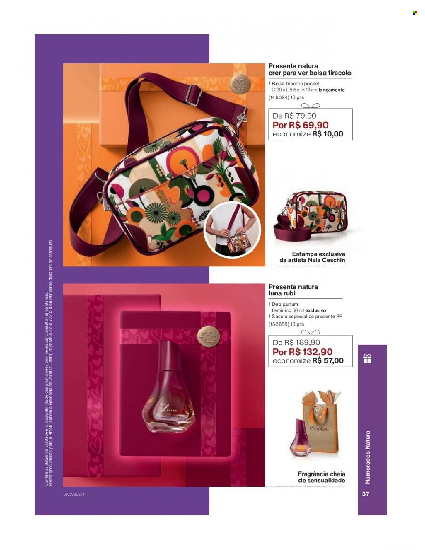 thumbnail - Folheto Natura - Produtos em promoção - sacola, desodorante, bolsa. Página 37.