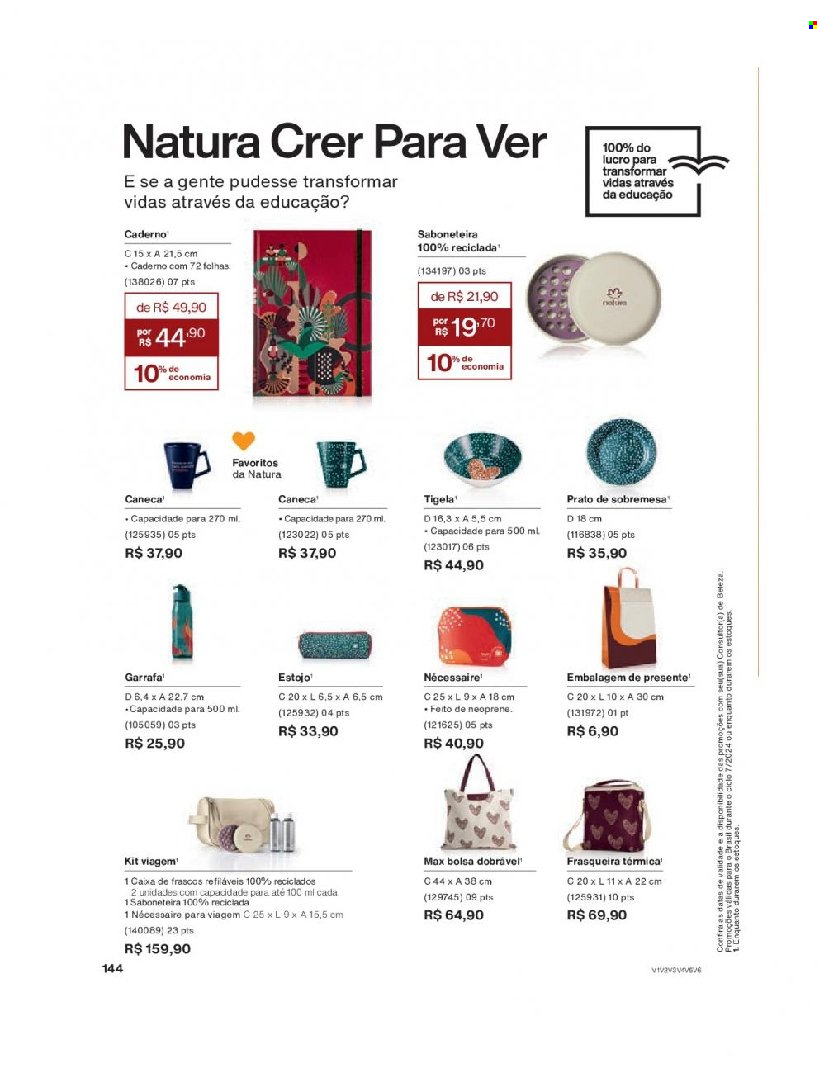 thumbnail - Folheto Natura - Produtos em promoção - nécessaire, bolsa, estojo. Página 144.