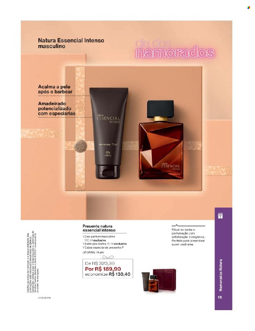 thumbnail - Folheto Natura - Produtos em promoção - desodorante, creme pós barba. Página 15.
