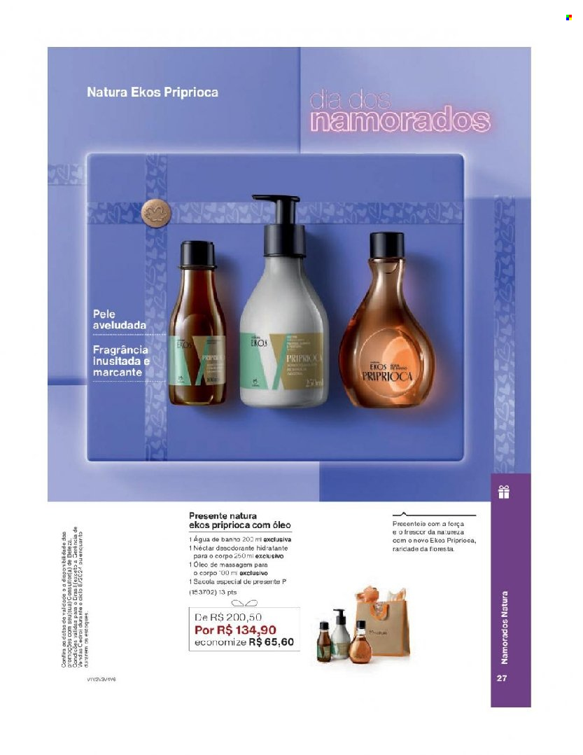 thumbnail - Folheto Natura - Produtos em promoção - óleo de massagem, sacola, desodorante, antitranspirante. Página 27.
