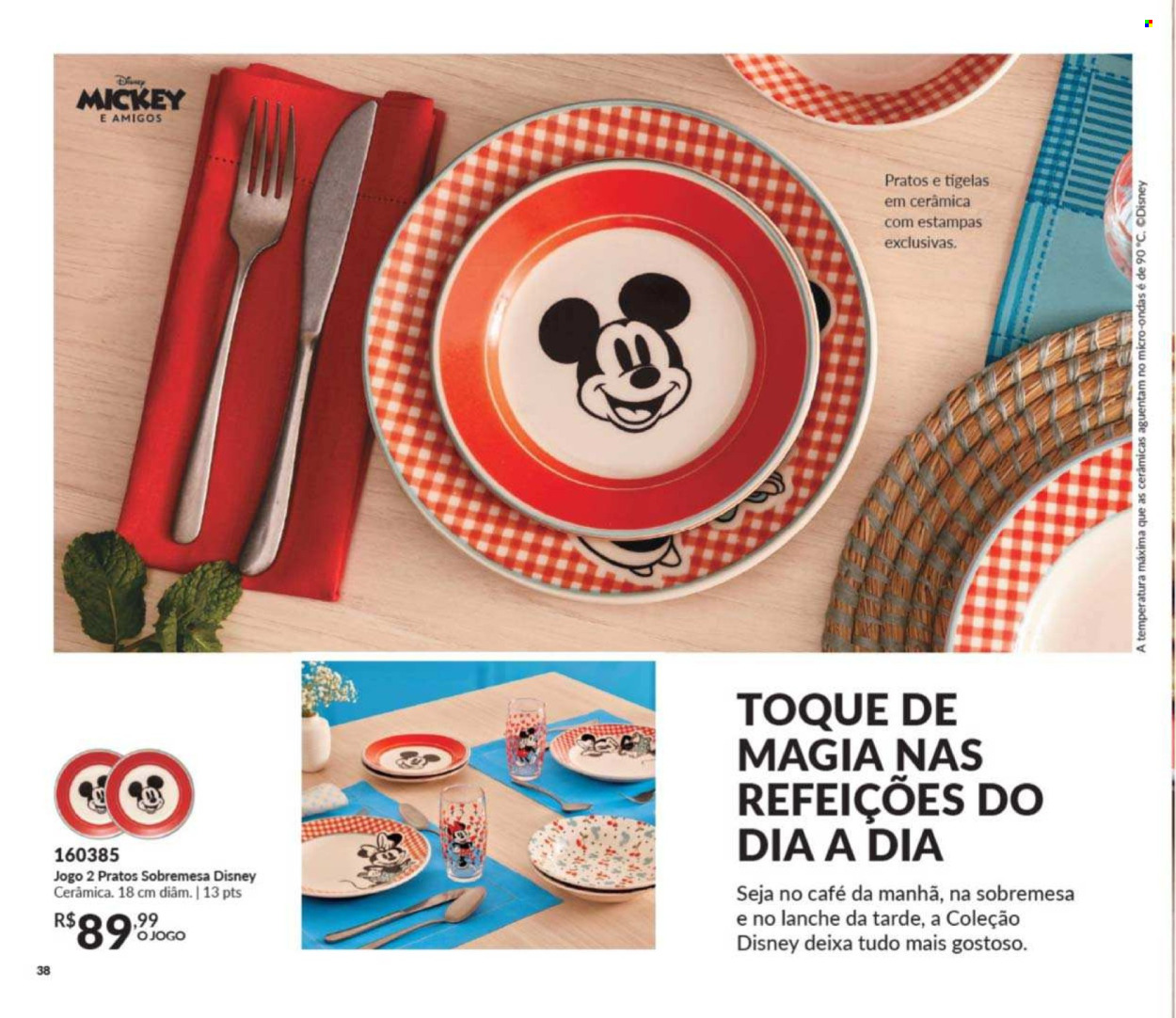 thumbnail - Folheto Avon - Produtos em promoção - Disney, prato. Página 38.