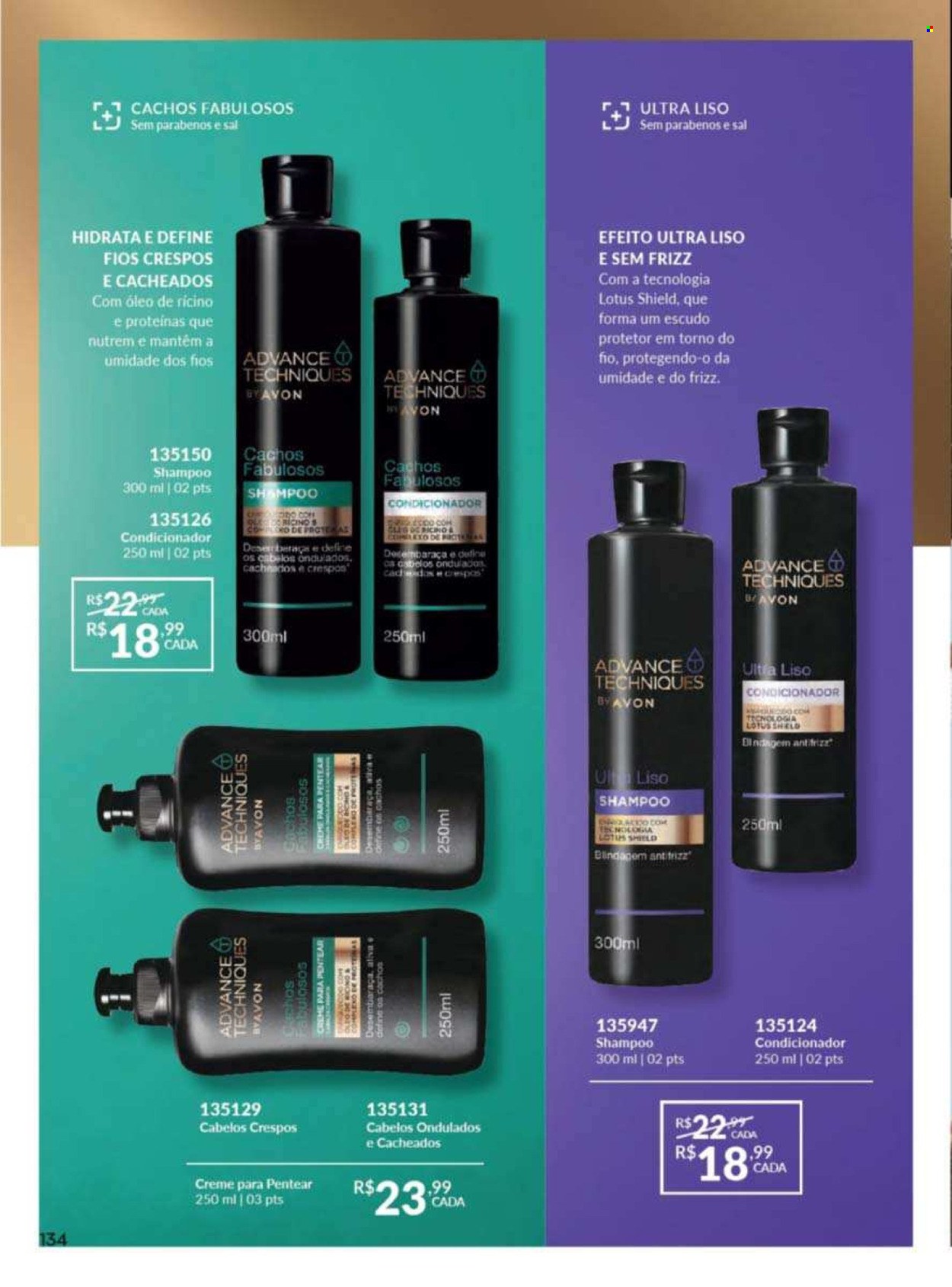 thumbnail - Folheto Avon - Produtos em promoção - shampoo, Avon, creme, creme de pentear, condicionador. Página 132.
