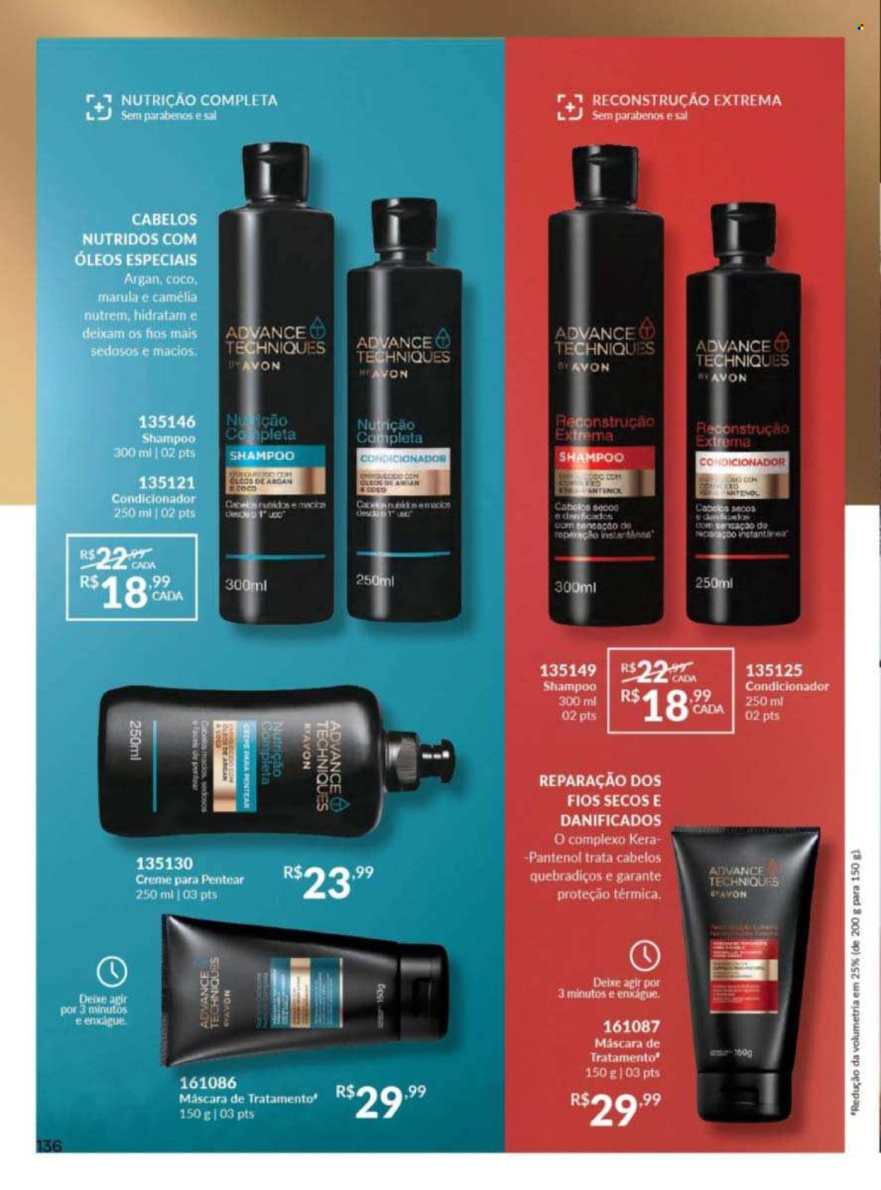 thumbnail - Folheto Avon - Produtos em promoção - shampoo, Avon, creme, máscara, creme de pentear, condicionador. Página 134.