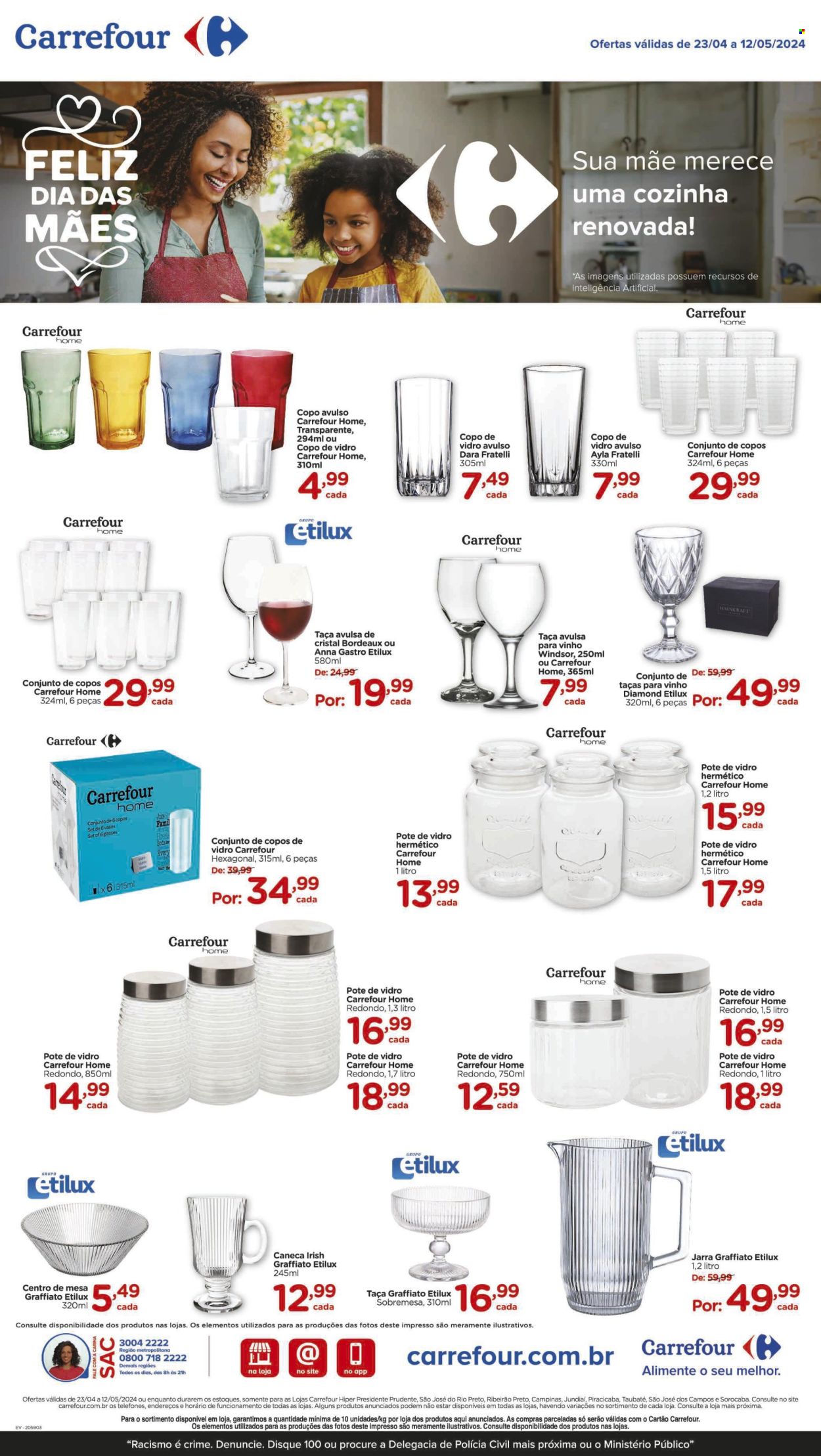 thumbnail - Folheto Carrefour Hiper - 23/04/2024 - 12/05/2024 - Produtos em promoção - bebida alcoólica, soda, jarra, taça, caneca, conjunto de copos, taça para vinho. Página 5.
