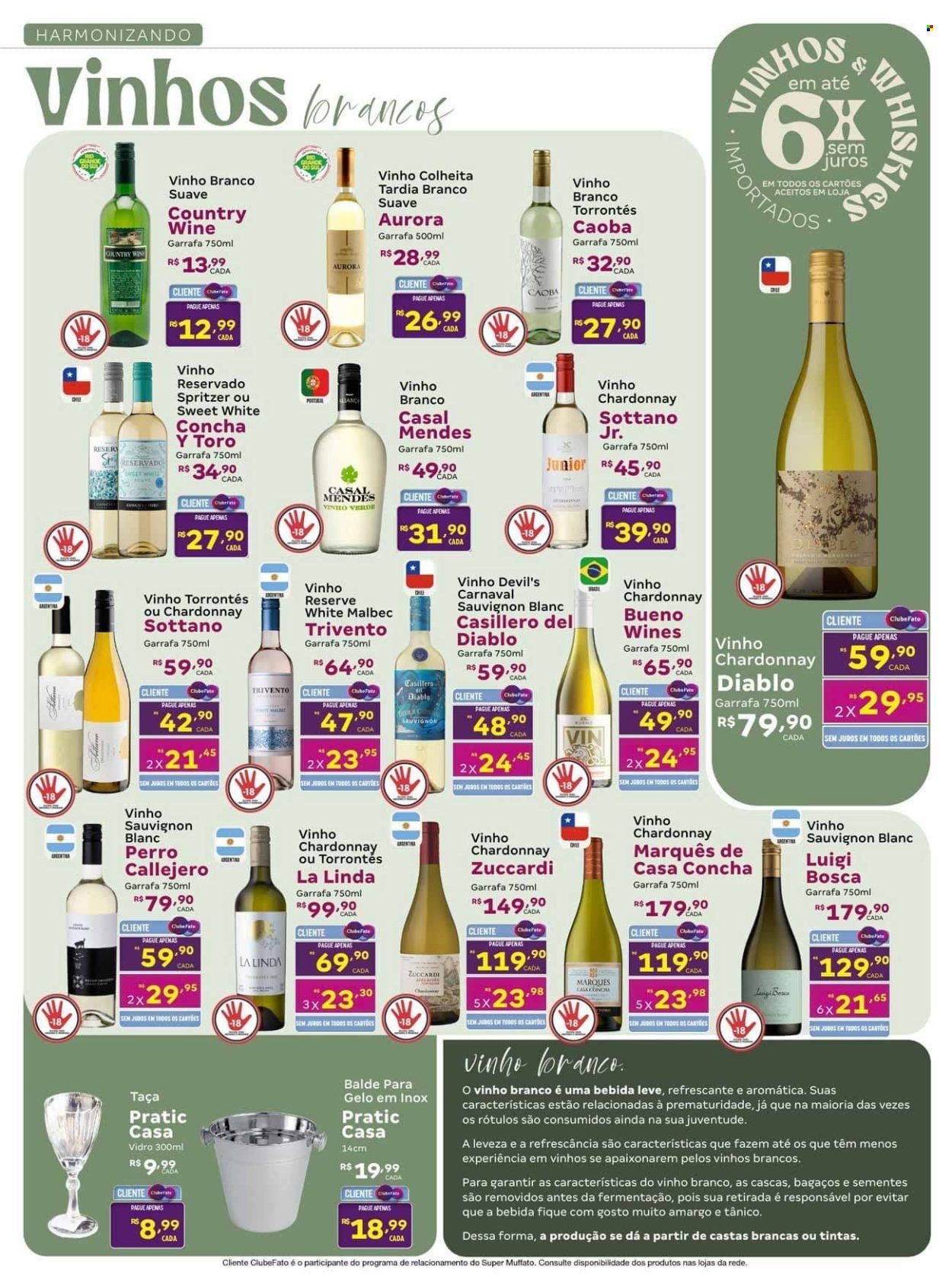 thumbnail - Folheto Super Muffato - 07/06/2024 - 14/07/2024 - Produtos em promoção - bebida alcoólica, Aurora, vinho, Chardonnay, vinho branco, vinho tinto, sauvignon blanc, malbec, balde, taça. Página 13.