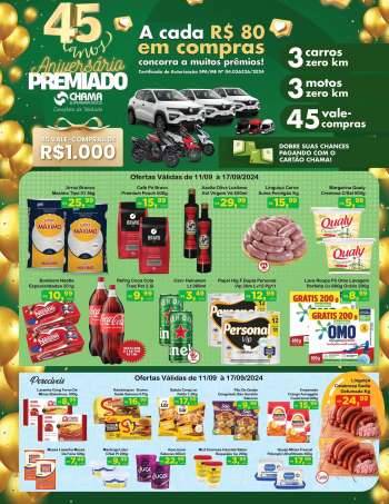 Folheto Chama Supermercados - 11/09/2024 - 17/09/2024.