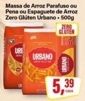 Massa de Arroz Parafuso ou Pena ou Espaguete de Arroz Zero Glúten Urbano - 500g