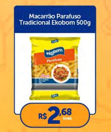 Macarrão Parafuso Tradicional Ekobom 500g