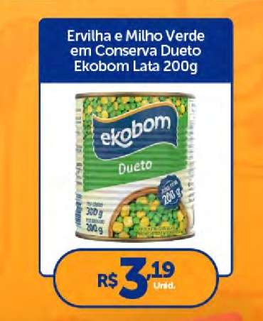 Ervilha e Milho Verde em Conserva Dueto Ekobom Lata 200g