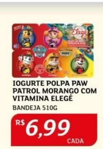 Iogurte Polpa Paw Patrol Morango com Vitamina Elegê