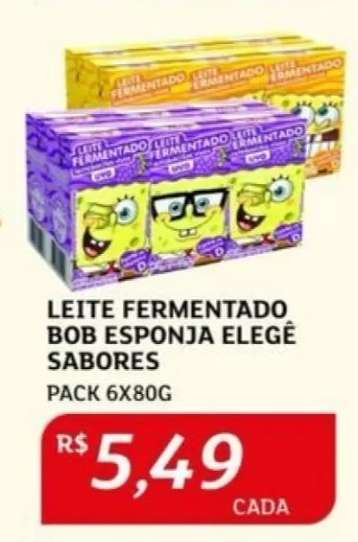 Leite Fermentado Bob Esponja Elegê Sabores