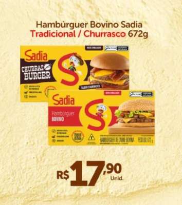 Hambúrguer Bovino Sadia Tradicional / Churrasco 672g