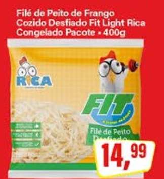 Filé de Peito de Frango Cozido Desfiado Fit Light Rica Congelado Pacote