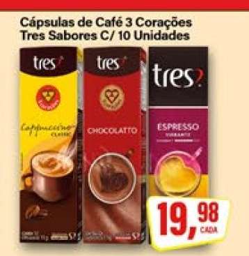 Cápsulas de Café 3 Corações Tres Sabores C/ 10 Unidades