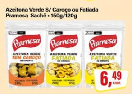 Azeitona Verde S/ Caroço ou Fatiada Pramesa Sachê
