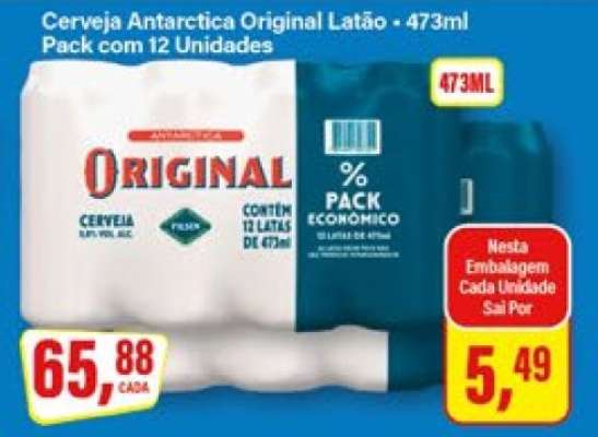 Cerveja Antarctica Original Latão - 473ml Pack com 12 Unidades