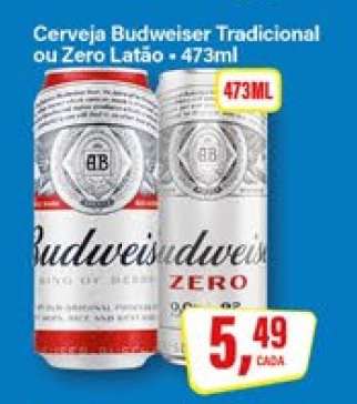 Cerveja Budweiser Tradicional ou Zero Latão