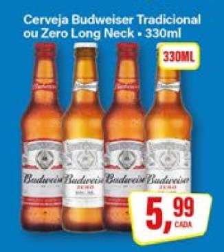 Cerveja Budweiser Tradicional ou Zero Long Neck