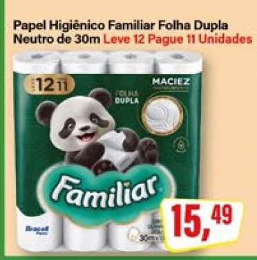 Papel Higiênico Familiar Folha Dupla Neutro de 30m