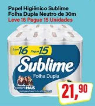 Papel Higiênico Sublime Folha Dupla Neutro de 30m
