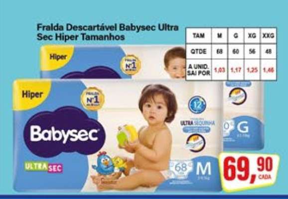 Fralda Descartável Babysec Ultra Sec Hiper Tamanhos