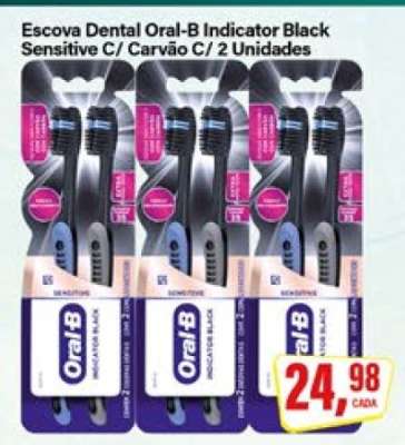 Escova Dental Oral-B Indicator Black Sensitive C/ Carvão C/ 2 Unidades