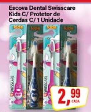 Escova Dental Swisscare Kids C/ Protetor de Cerdas C/ 1 Unidade