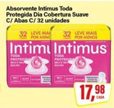 Absorvente Intimus Toda Protegida Dia Cobertura Suave C/ Abas C/ 32 unidades