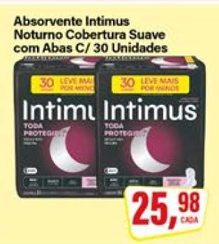 Absorvente Intimus Noturno Cobertura Suave com Abas C/ 30 Unidades