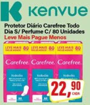 Protetor Diário Carefree Todo Dia S/ Perfume C/ 80 Unidades