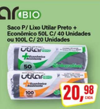 Saco P/ Lixo Utilar Preto + Econômico