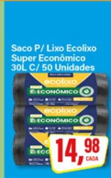 Saco P/ Lixo Ecolixo Super Econômico 30L C/ 50 Unidades