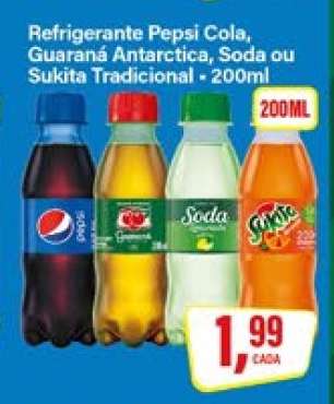 Refrigerante Pepsi Cola, Guaraná Antarctica, Soda ou Sukita Tradicional