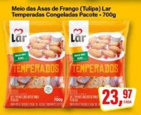 Meio das Asas de Frango (Tulipa) Lar Temperadas Congeladas Pacote - 700g